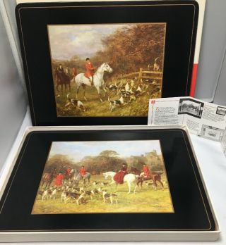 Vtg Pimpernel England Tally Ho Equestrian Horse Placemats 12x9 Set Of 4 Like