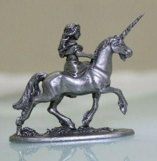Vintage Collectible Miniature 1984 Ral Partha Pewter Goddess/princess On Unicorn