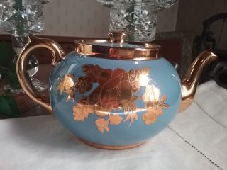 Vintage Gibsons Staffordshire England Blue With Gold Trim Coffee / Tea Pot