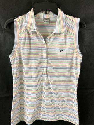 Nike Vintage Women’s Golf Top Shirt Striped Multicolored Size L