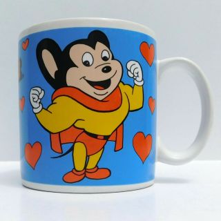 Mighty Mouse Pearl Pureheart 1989 Vintage P3304 Coffee Cup Mug By Presents Rare