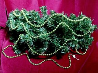 VINTAGE MERCURY GLASS BEADED CHRISTMAS TREE GARLAND APPOX.  100  GOLD COLORED 2
