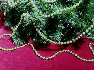 VINTAGE MERCURY GLASS BEADED CHRISTMAS TREE GARLAND APPOX.  100  GOLD COLORED 3