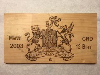 1 Rare Wine Wood Panel Chateau Montrose Vintage Crate Box Side 2/19 340b