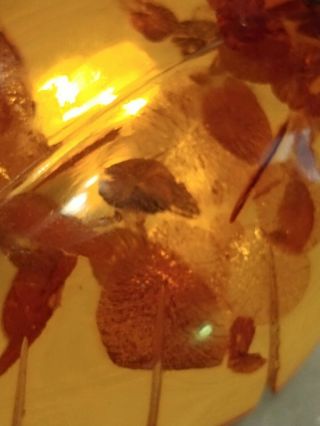 Vintage Carved AMBER Leaf Pendant 1/20 12k GF Bale Honey Colored 8.  25 grams 4