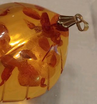 Vintage Carved AMBER Leaf Pendant 1/20 12k GF Bale Honey Colored 8.  25 grams 5