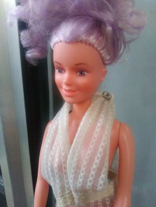 Vintage Barbie Clone 1981 Curly Purple Hair Rare Uneeda Co.  W\outfit