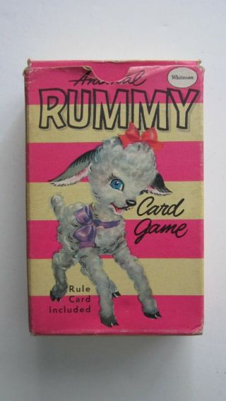 Vintage " Animal Rummy " Card Game By Whitman