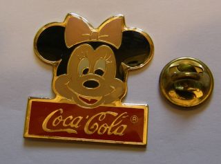 Disney Coca Cola Minnie Mickey Mouse Vintage Pin Badge