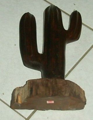 Vintage Hand - Carved And Polished Ironwood Saguaro Cactus 10 " Tall On Heavy Base