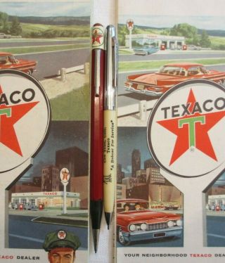 Vintage Texaco Maps IL,  OH,  and Advertising Mechanical Pencils 2