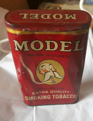 Vintage Model Pipe Cigarette Smoking Tobacco Upright Pocket Tin W/ Flip Top Lid