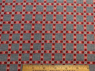 Vintage Cotton Feedsack Fabric 30s Sweet Red White And Blue Daisy Squares Exc