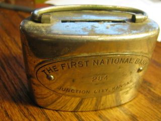 Vintage Coin Bank The First National Bank Junction City,  Kansas Dn Sh 2c