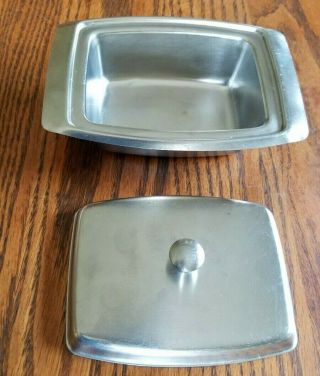 VINTAGE STAINLESS STEEL BUTTER DISH MADE IN USA 3