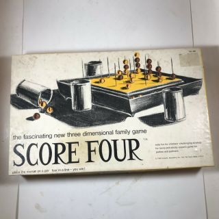 Vintage 1968 Score Four Strategy Board Game Three Dimensional Family Game