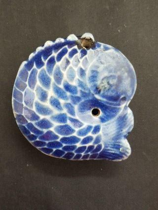 Vintage Ceramic Asian Blue White Koi Fish