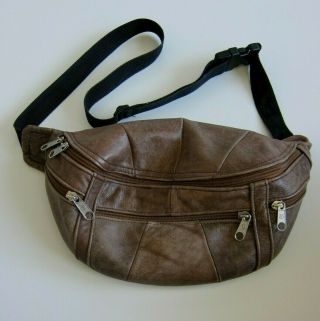 Vintage Brown Leather Patch Waist Fanny Pack