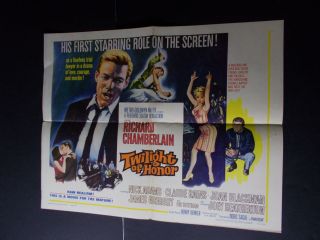 Twilight Of Honor - Richard Chamberlain - - Half Sheet Movie Poster Vintage