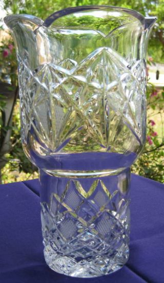 Vintage Lead Crystal Vase With Diamond Pattern Large Heavy