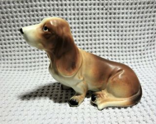 Vintage Lefton Hand Painted Porcelain Basset Hound Dog Figurine Statue Perfect