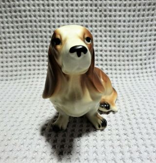 Vintage Lefton Hand Painted Porcelain Basset Hound Dog Figurine Statue PERFECT 3