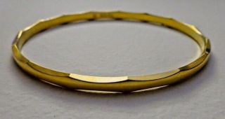 Vintage Modernist Signed Crown Trifari Gold Tone Bangle Bracelet