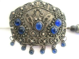Pretty Vintage Hairslide.  Blue Cabouchons And Intricate Decoration