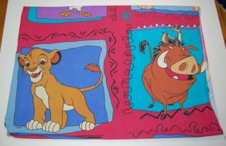 Vintage Lion King Twin Flat Sheet 92 " X 65 " Disney Simba Crafts Fabric Material