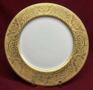 Vintage Bernardaud Limoges 10 3/8 " Gold Encrusted Rim Dinner Plate - Discounted