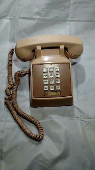 Comdial Desk Top Push Button Telephone Phone Tan Beige Made In Usa Vintage