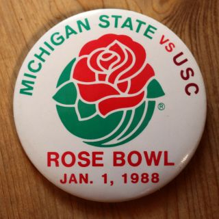 Vintage 1988 Michigan State Spartans Football Rose Bowl 3.  5 Inch Pin Back Button