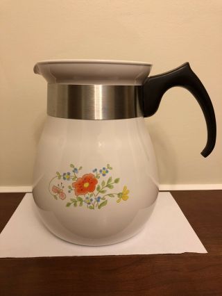 Vintage Corning Ware Stove Top Coffee Pot P - 166 Wildflower 6 Cup " Pot Only "