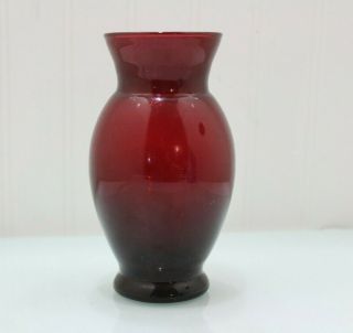 Vintage Anchor Hocking Royal Ruby Red Glass Flower Vase 6.  5 " Made In Usa