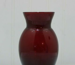 Vintage Anchor Hocking Royal Ruby Red Glass Flower Vase 6.  5 
