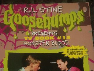 VTG 1997 GOOSEBUMPS BY R L STINE TV BOOK 15 MONSTER BLOOD PHOTO PARACHUTE PRESS 2