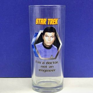 Star Trek Glass Series Cup Mug Cbs Leonard Bones Mccoy Not A Doctor Vtg
