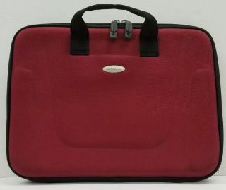 Vintage Samsonite Thin Laptop Case Red Hard Shell Zip Briefcase 15 " X 12 " X 4 "