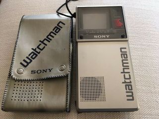 Vintage Sony Watchman Model Fd - 20a Black & White Portable Tv
