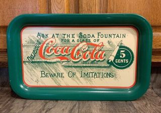 Vtg Coca Cola Coke Tray “ask At The Soda Fountain” 1992 Good