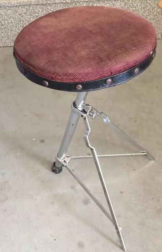 Vintage Ludwig 2340 Drum Throne Stool Seat Round Cloth