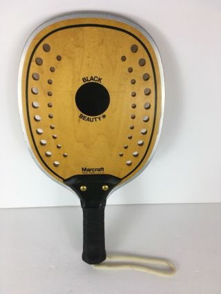 Vintage Marcraft Black Beauty Maple Wood Paddleball Racket Made In Usa