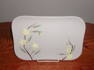 Vtg Weil Ware Blossom 11 " X 8 " Rectangular Serving Platter Gray/yellow