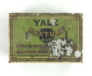 Yale Mixture Smoking Tobacco Advertising Tin Hinged Box Baltimore Md Vintage