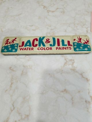 Vintage Jack And Jill Water Color Paint Metal Case Complete Kids Toys