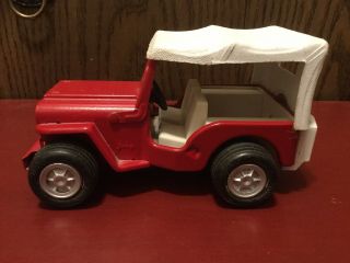 Vintage Tonka Mini Red Jeep With White Canopy Top 1960’s