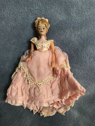 Vintage Hand Made Wood Princess Figurine In Ball Gown