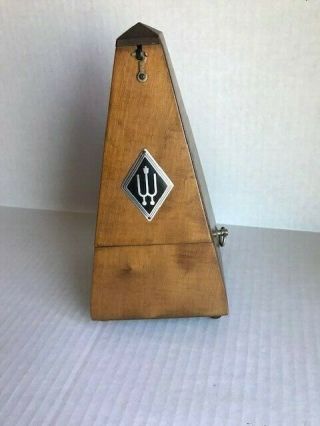 Vintage German Wittner Wood Base Wind Up Metronome Pyramid