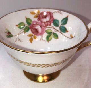 Vintage Tuscan Regency Pink Roses Bone China Teacup Saucer England Tea Cup 4