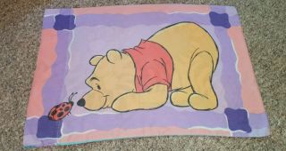 Vintage Disney Winnie The Pooh & Tigger Double Sided Pillowcase Pink Purple